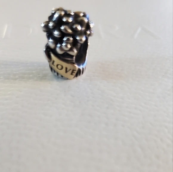 Pandora Bouquet of Flowers Charm with 14k Gold love tag - Picture 11 of 11